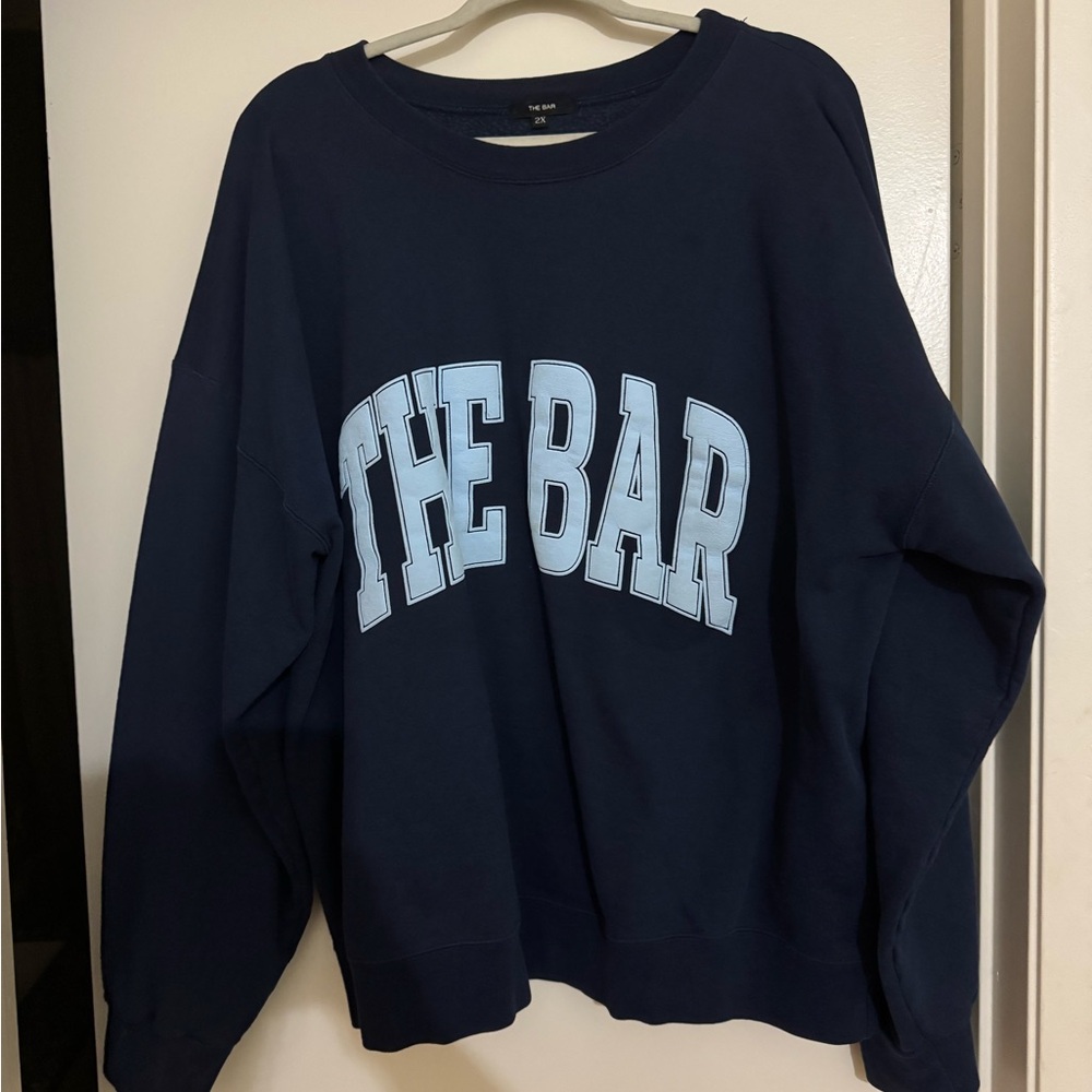 The Bar sweater in navy and light blue XXL